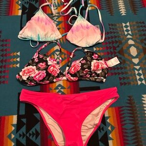 Floral and Tie-Dye Bikini Set